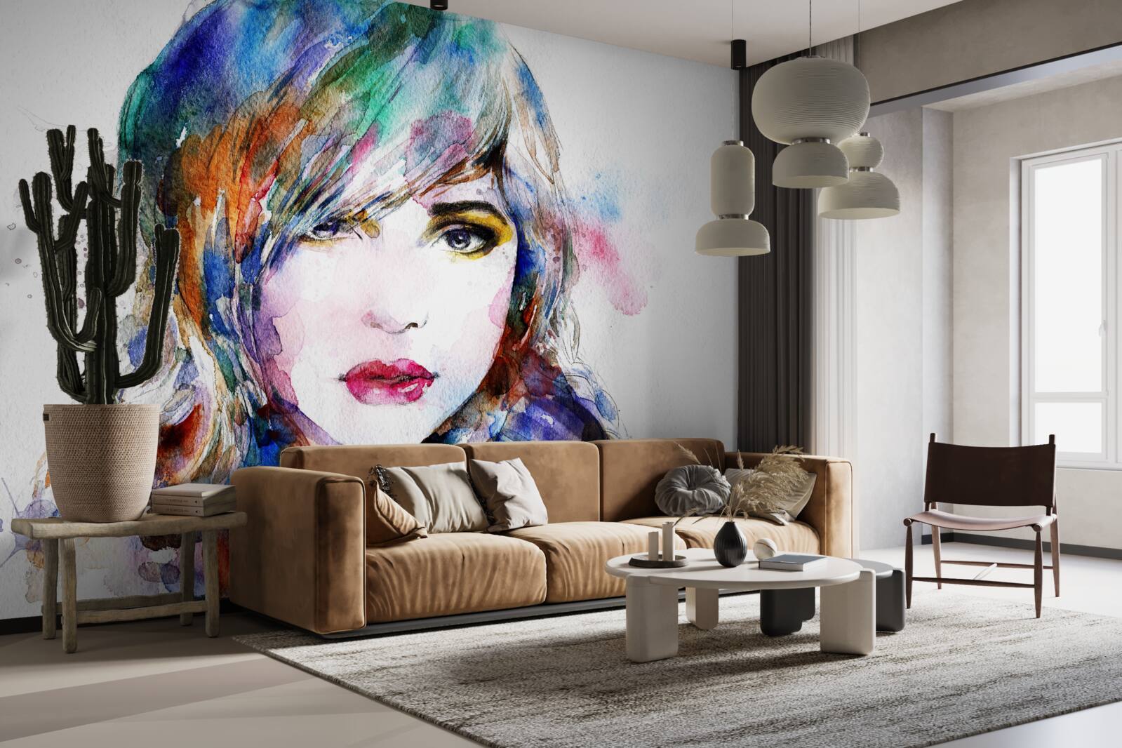 Fototapeta obraz dievčaťa vyrobený v jasných akvarelových farbách