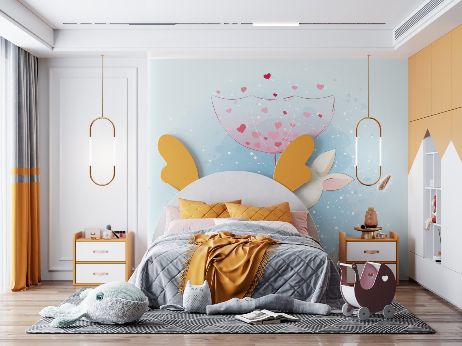 Fototapeta zamilované zajačiky pod dáždnikom