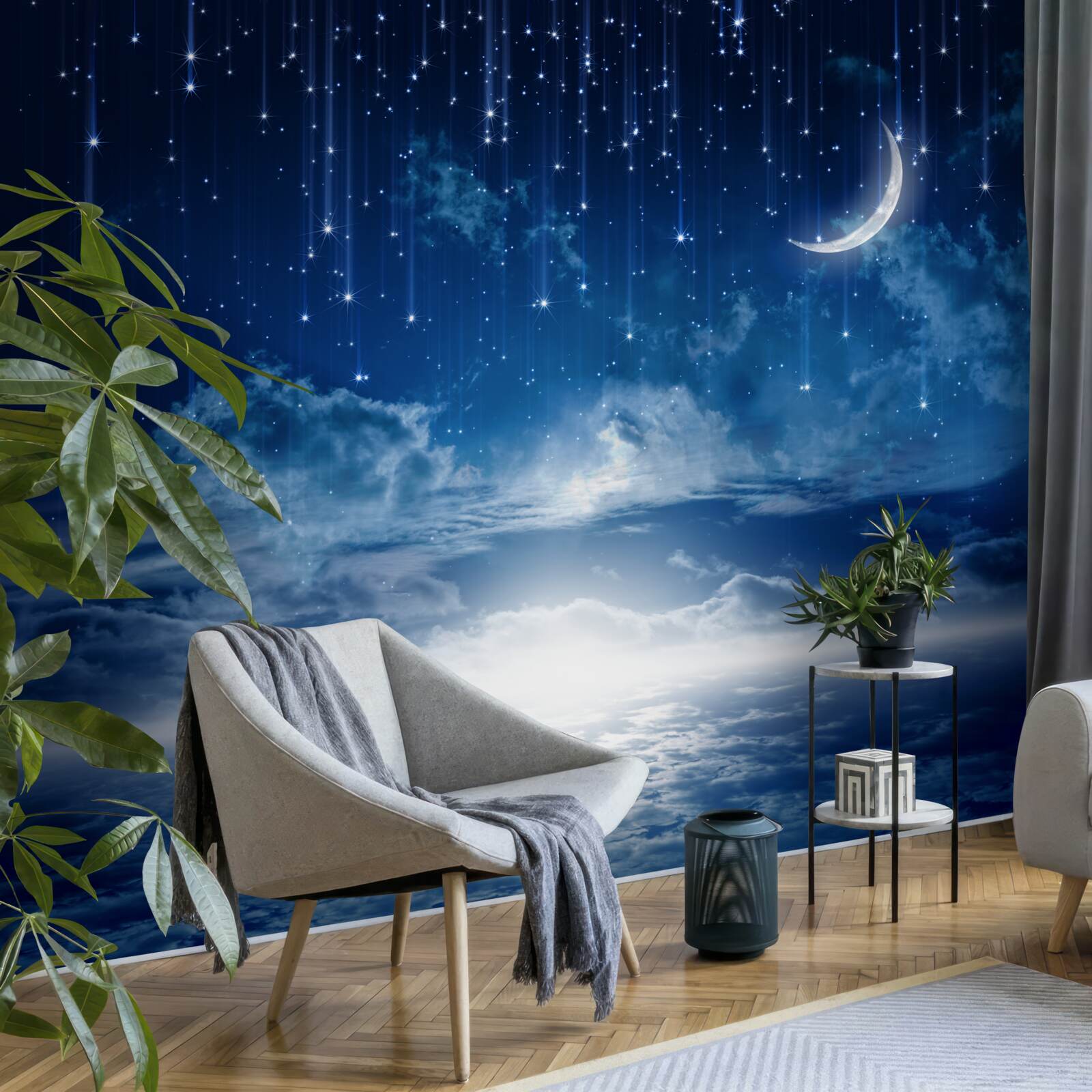 Fototapeta Mesačné svetlo hrajúce sa na vodnej hladine osvetľuje noc jasnými farbami