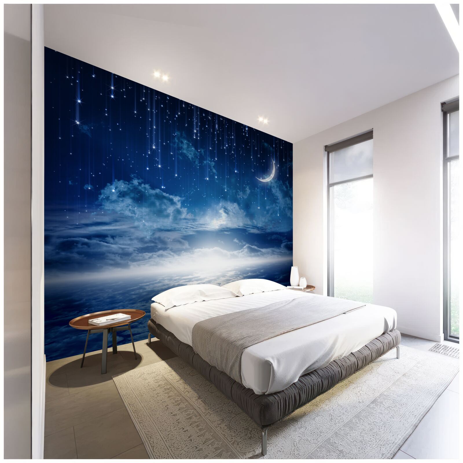 Fototapeta Mesačné svetlo hrajúce sa na vodnej hladine osvetľuje noc jasnými farbami