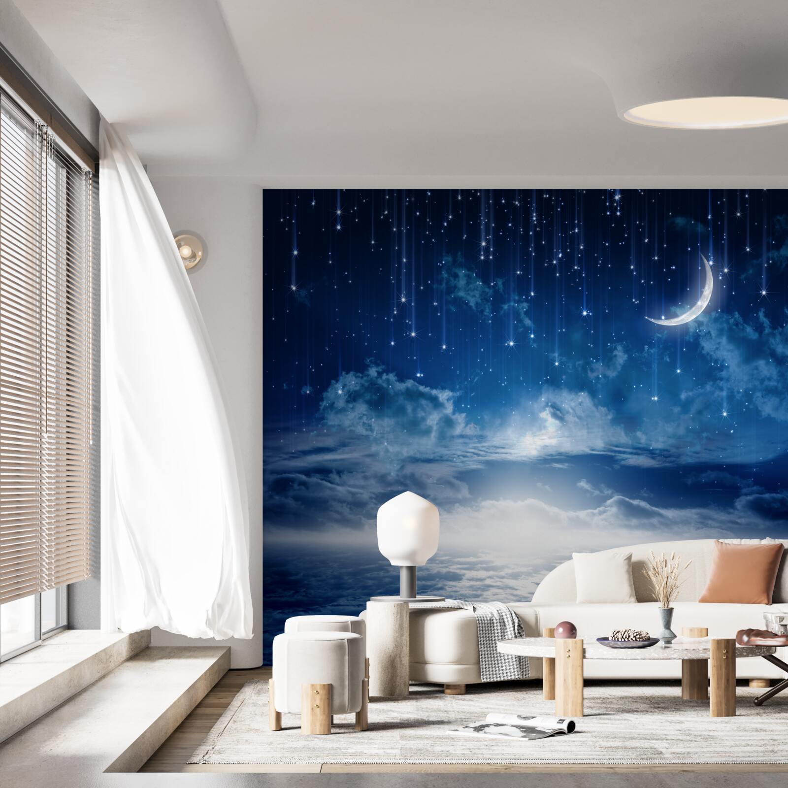 Fototapeta Mesačné svetlo hrajúce sa na vodnej hladine osvetľuje noc jasnými farbami