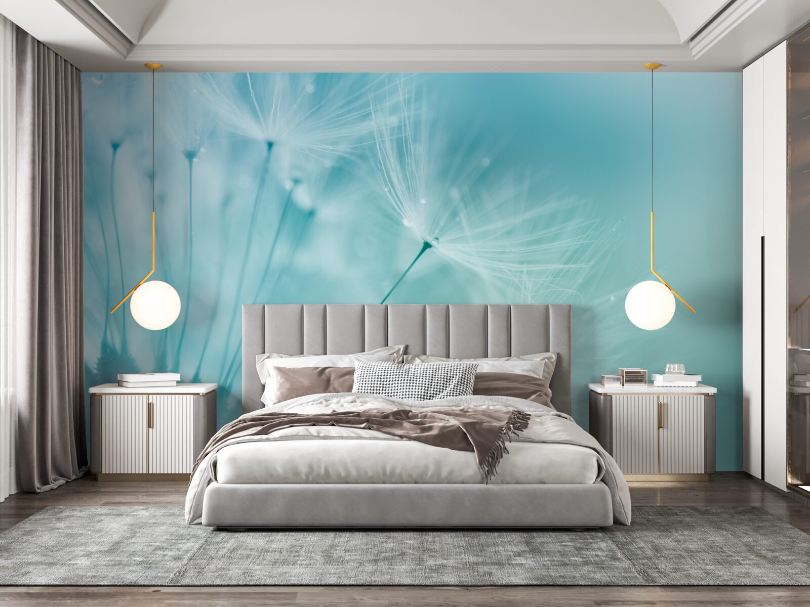 Fototapeta púpava s kvetmi proti modrej oblohe