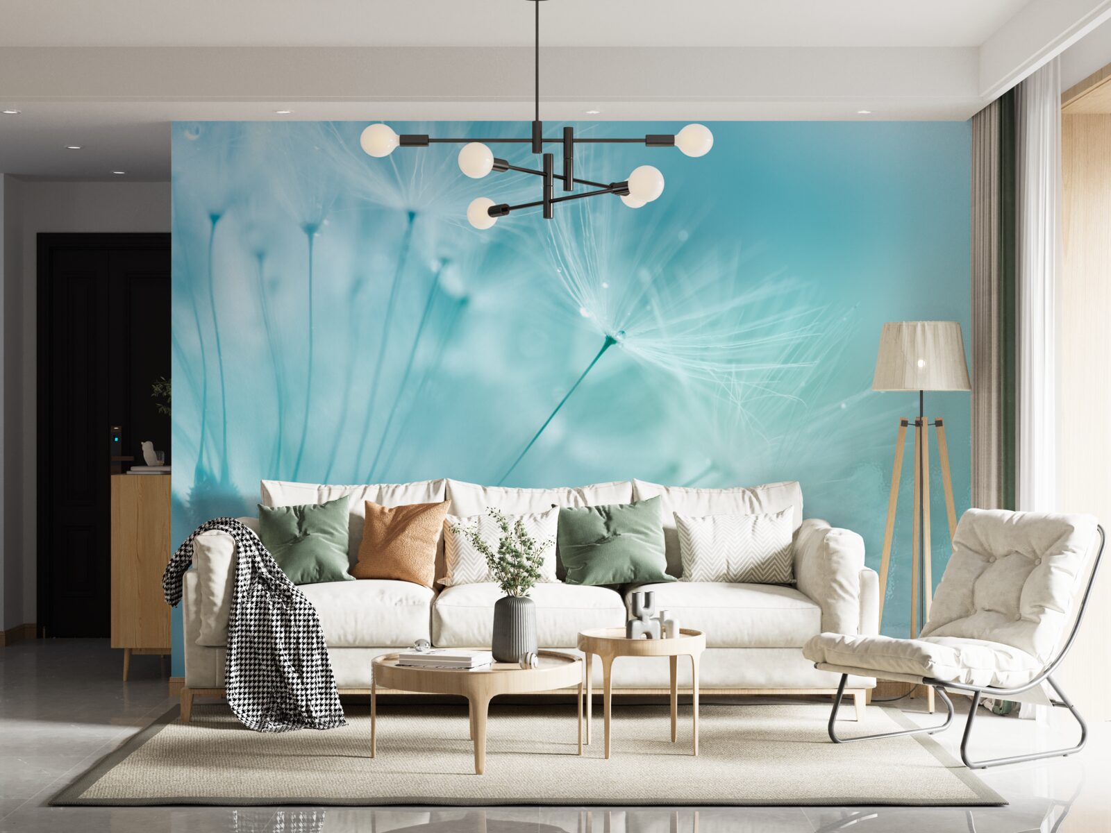 Fototapeta púpava s kvetmi proti modrej oblohe