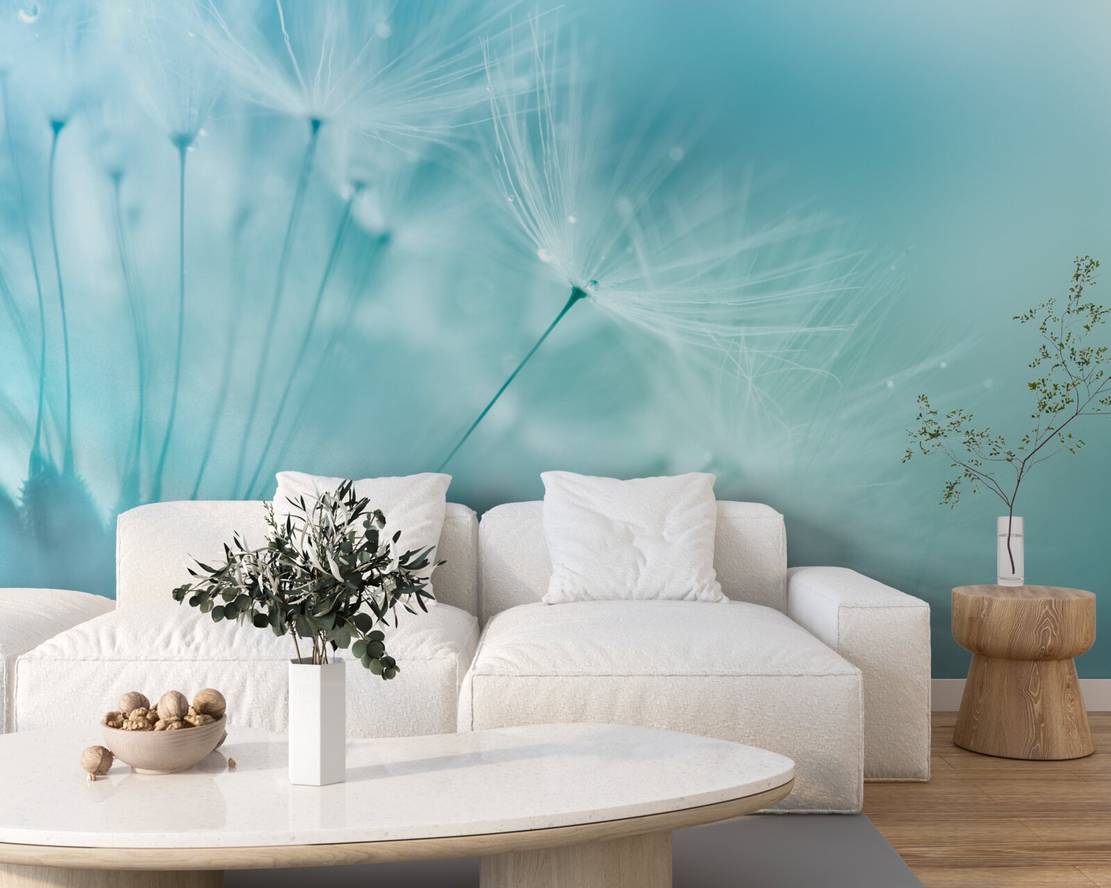 Fototapeta púpava s kvetmi proti modrej oblohe