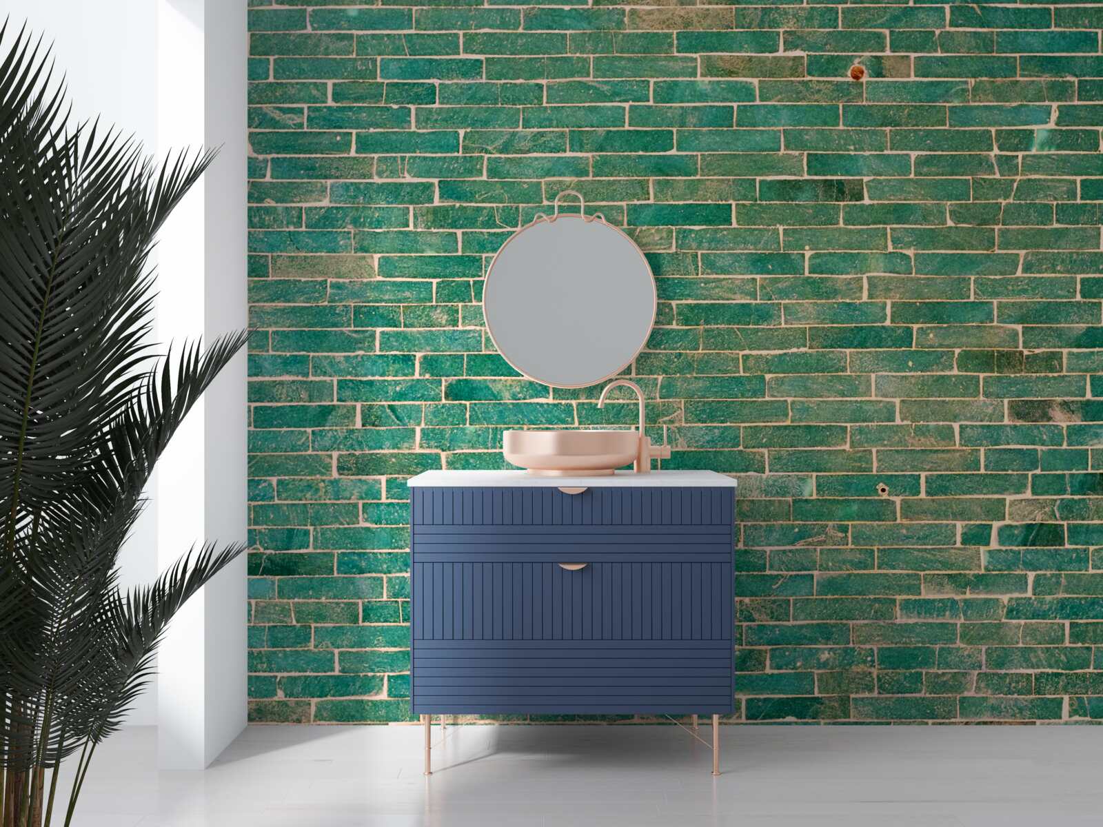 Fototapeta Tehlová stena natretá zelenou farbou