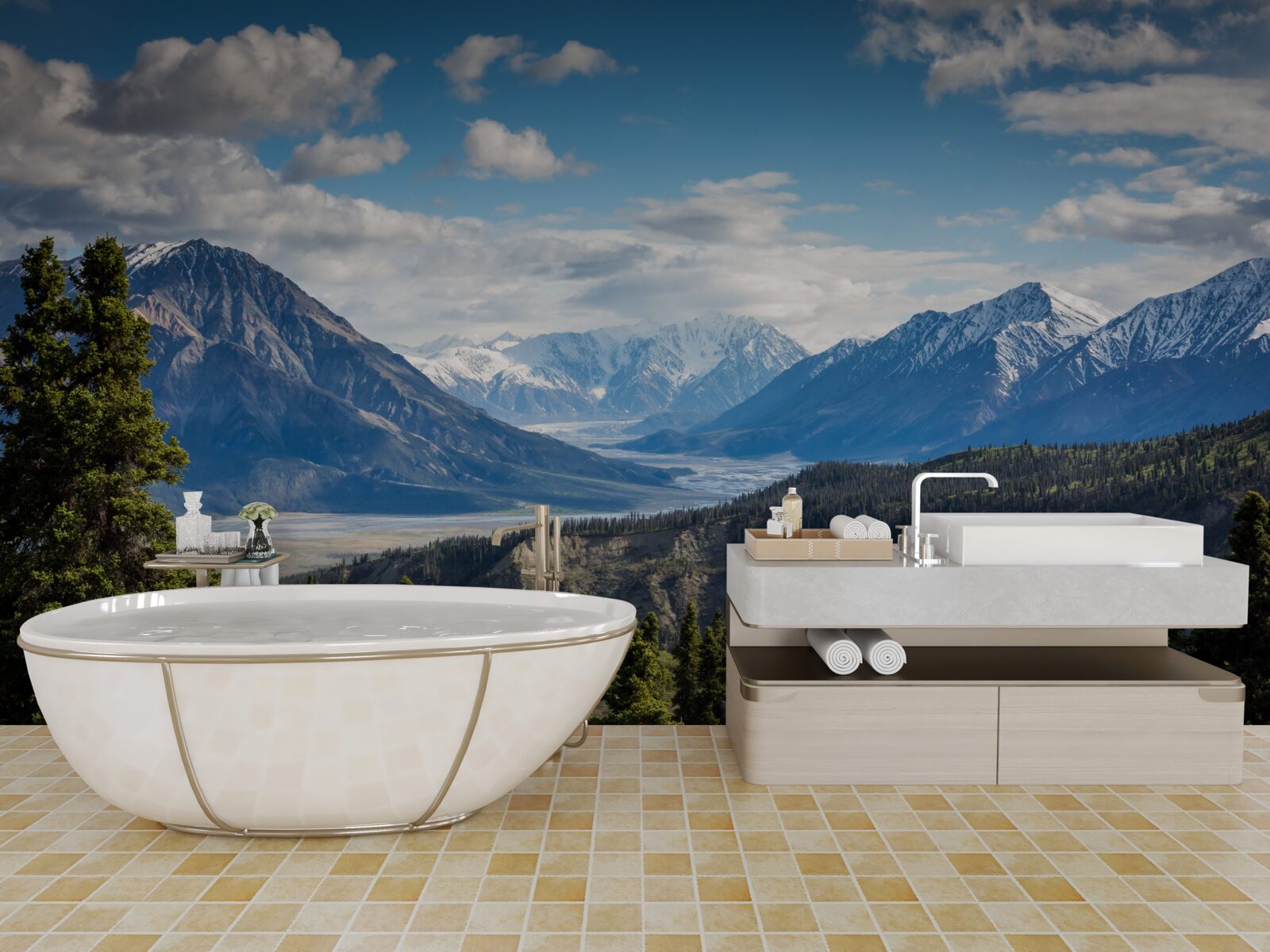 Fototapeta vetva hôr zakončená stromami na okraji lesa