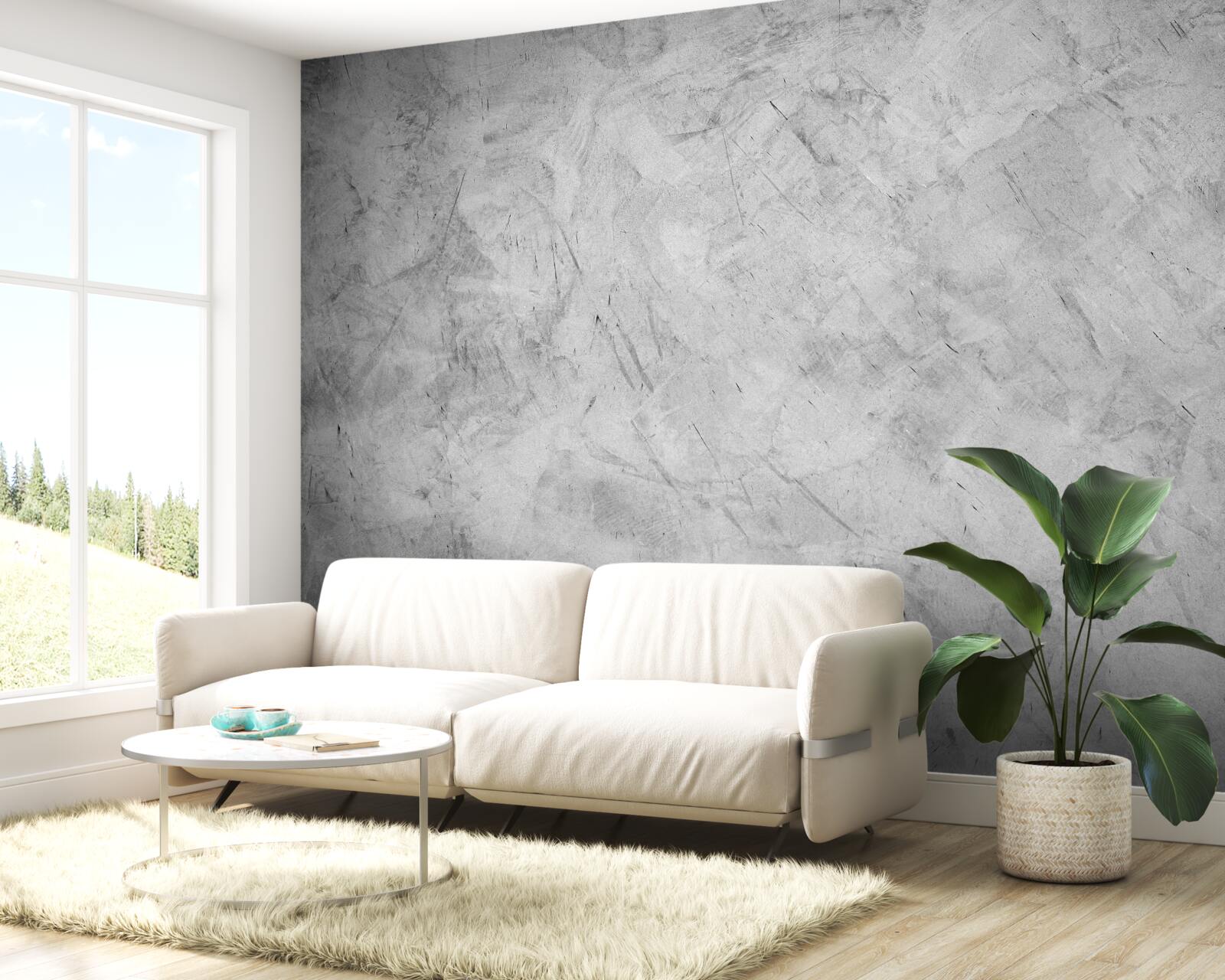 Fototapeta silný dážď v lese ponorenom do hmly