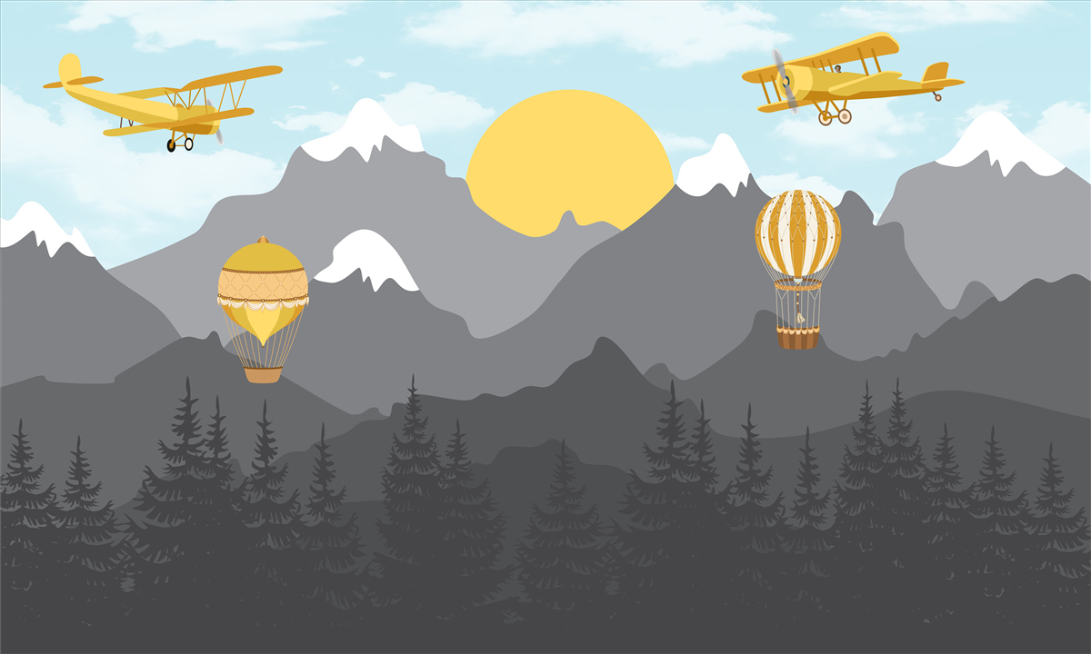 Fototapeta letieť medzi vrcholmi za úsvitu