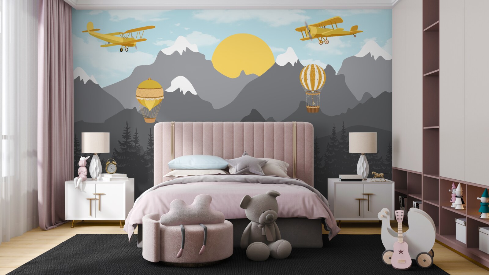 Fototapeta letieť medzi vrcholmi za úsvitu