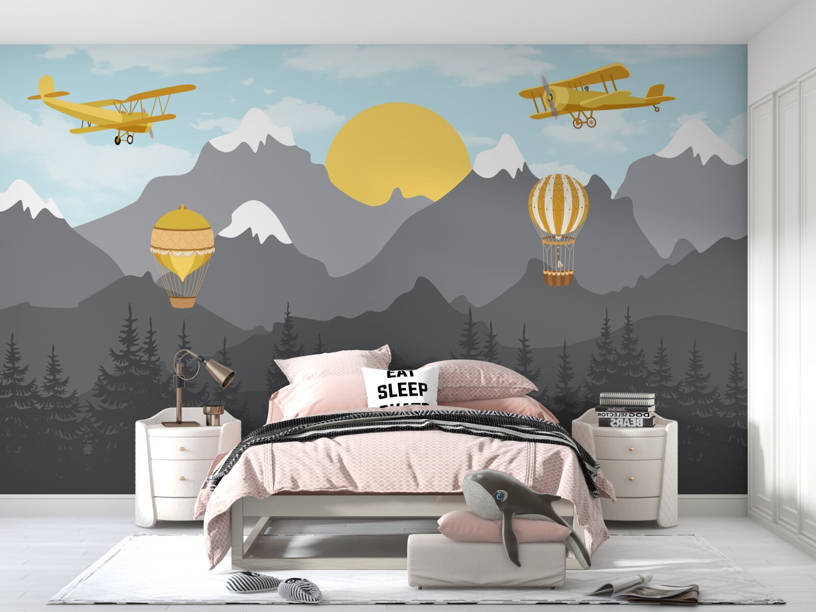 Fototapeta letieť medzi vrcholmi za úsvitu