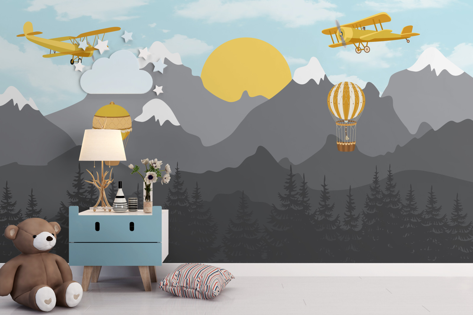 Fototapeta letieť medzi vrcholmi za úsvitu