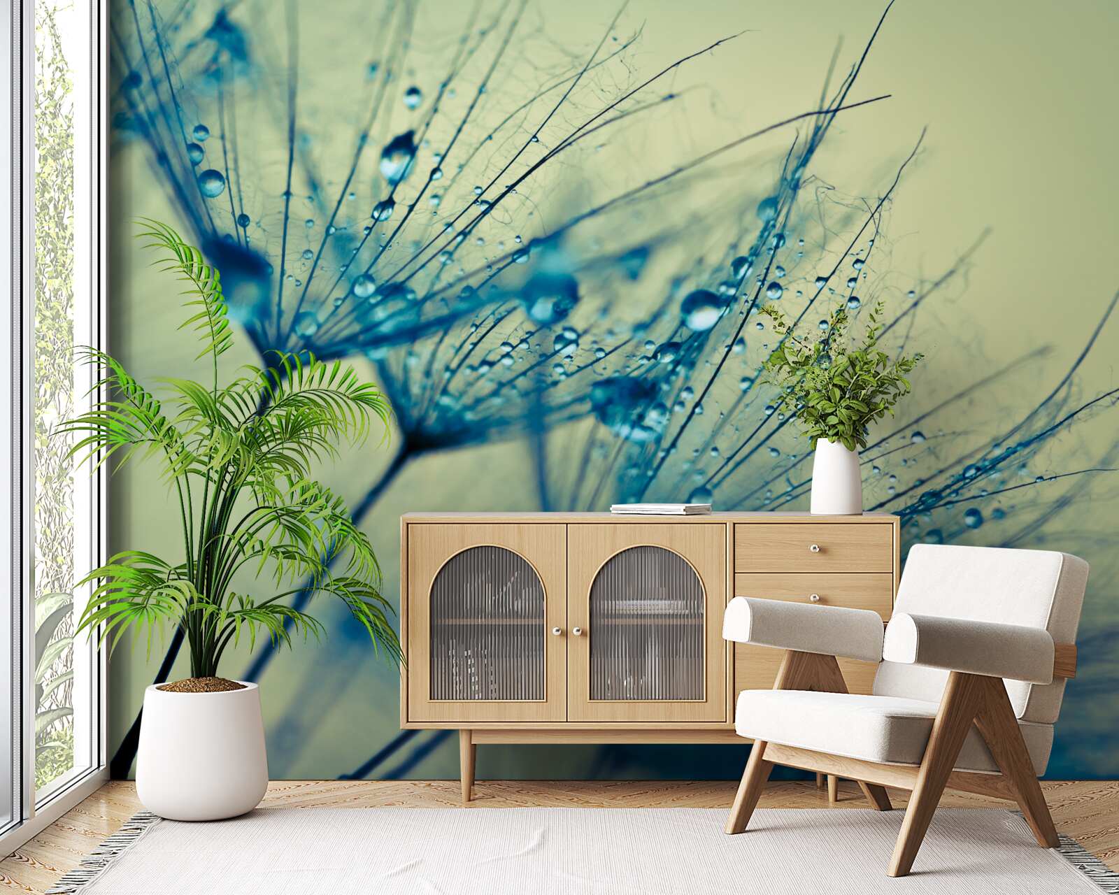 Fototapeta púpava zdobená kvapkami vody