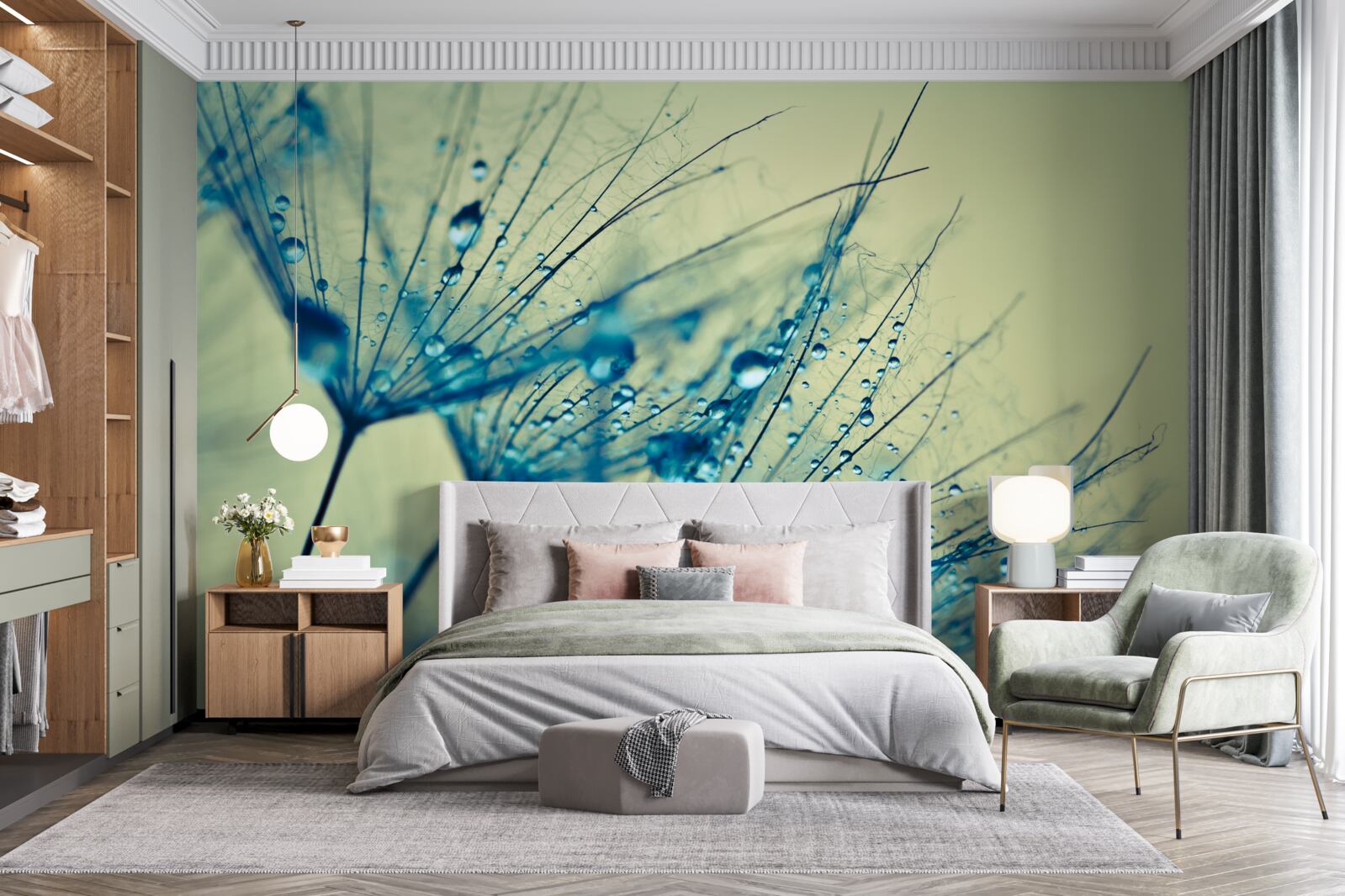 Fototapeta púpava zdobená kvapkami vody