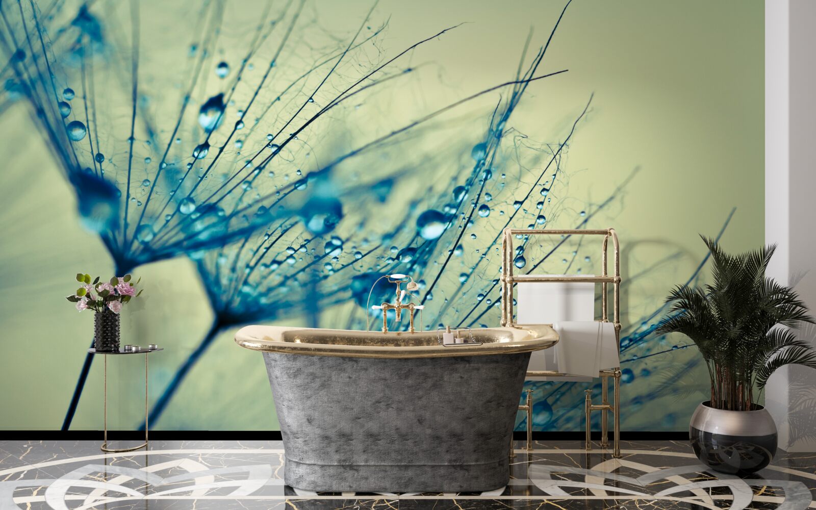 Fototapeta púpava zdobená kvapkami vody