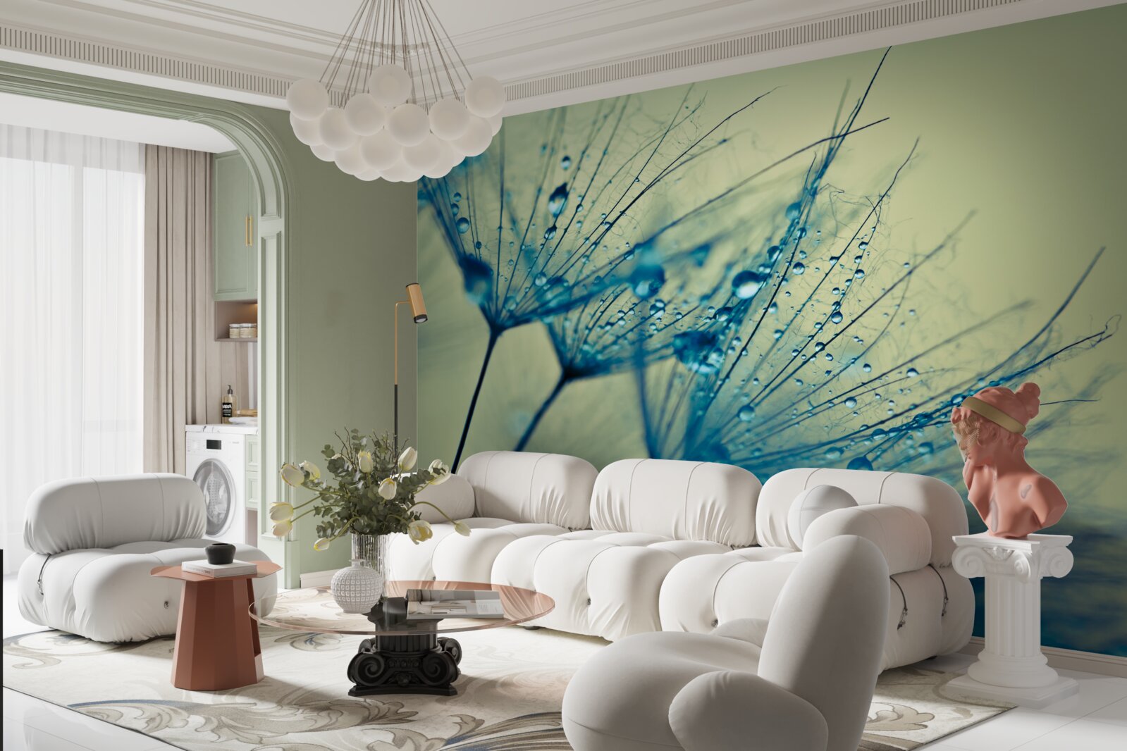 Fototapeta púpava zdobená kvapkami vody