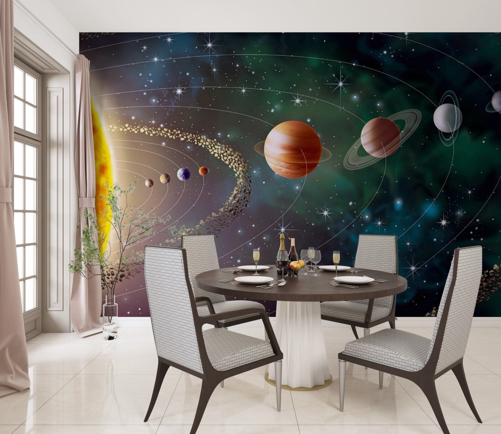 Fototapeta kozmický sprievod planét pred hviezdou