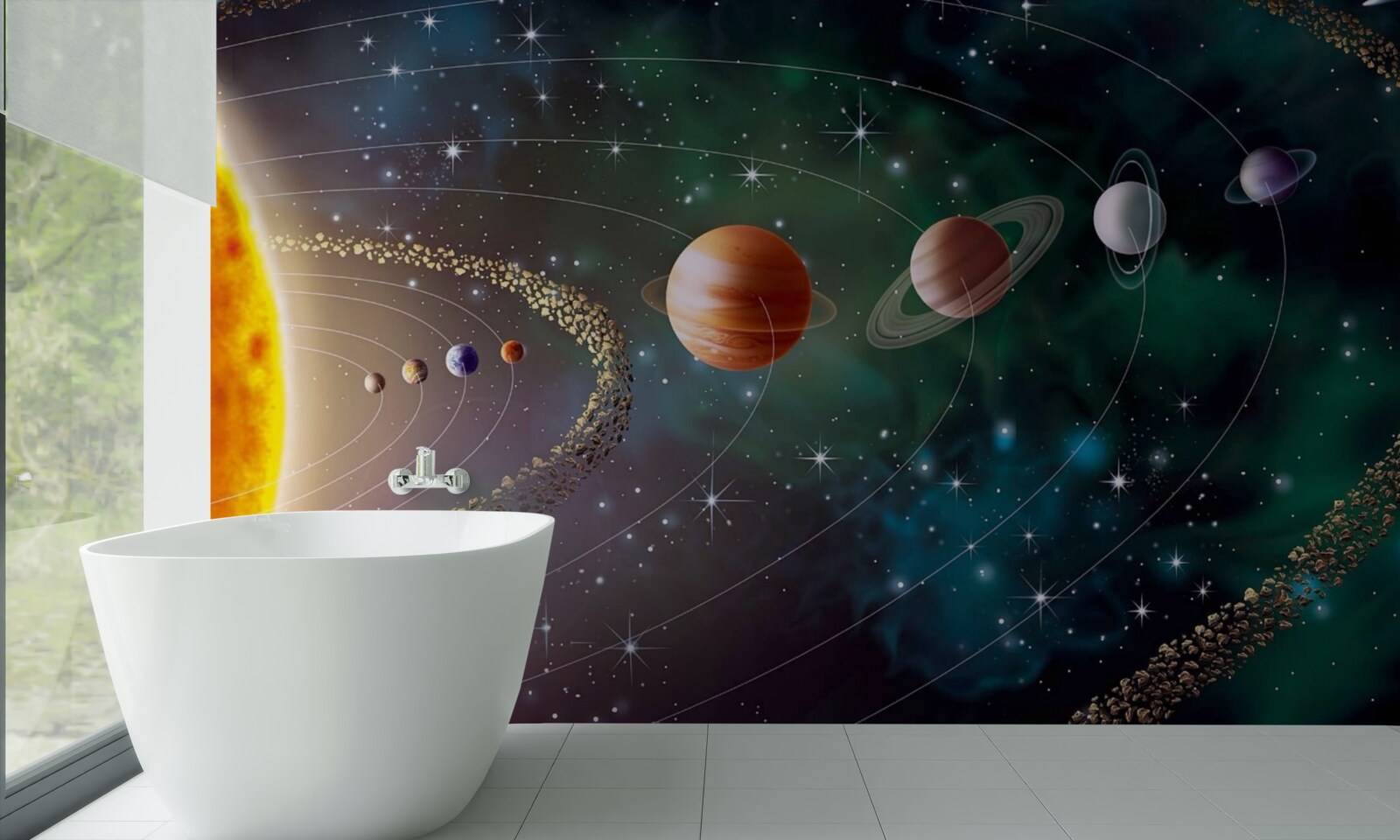 Fototapeta kozmický sprievod planét pred hviezdou