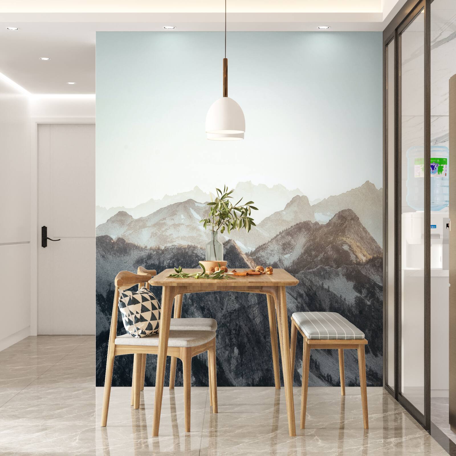 Fototapeta cez deň vyzerajú vrcholky hôr pokryté snehom vtipne