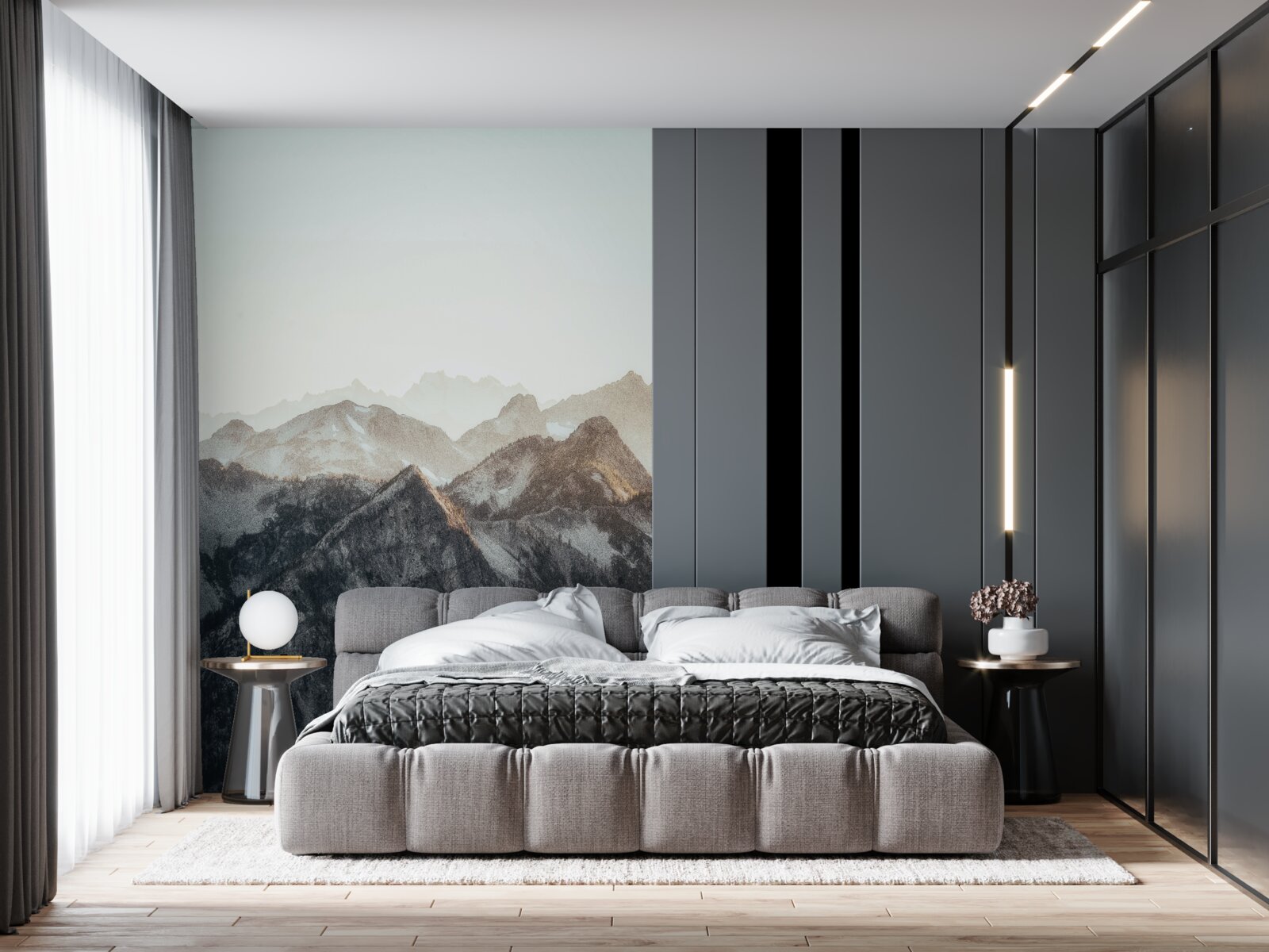 Fototapeta cez deň vyzerajú vrcholky hôr pokryté snehom vtipne