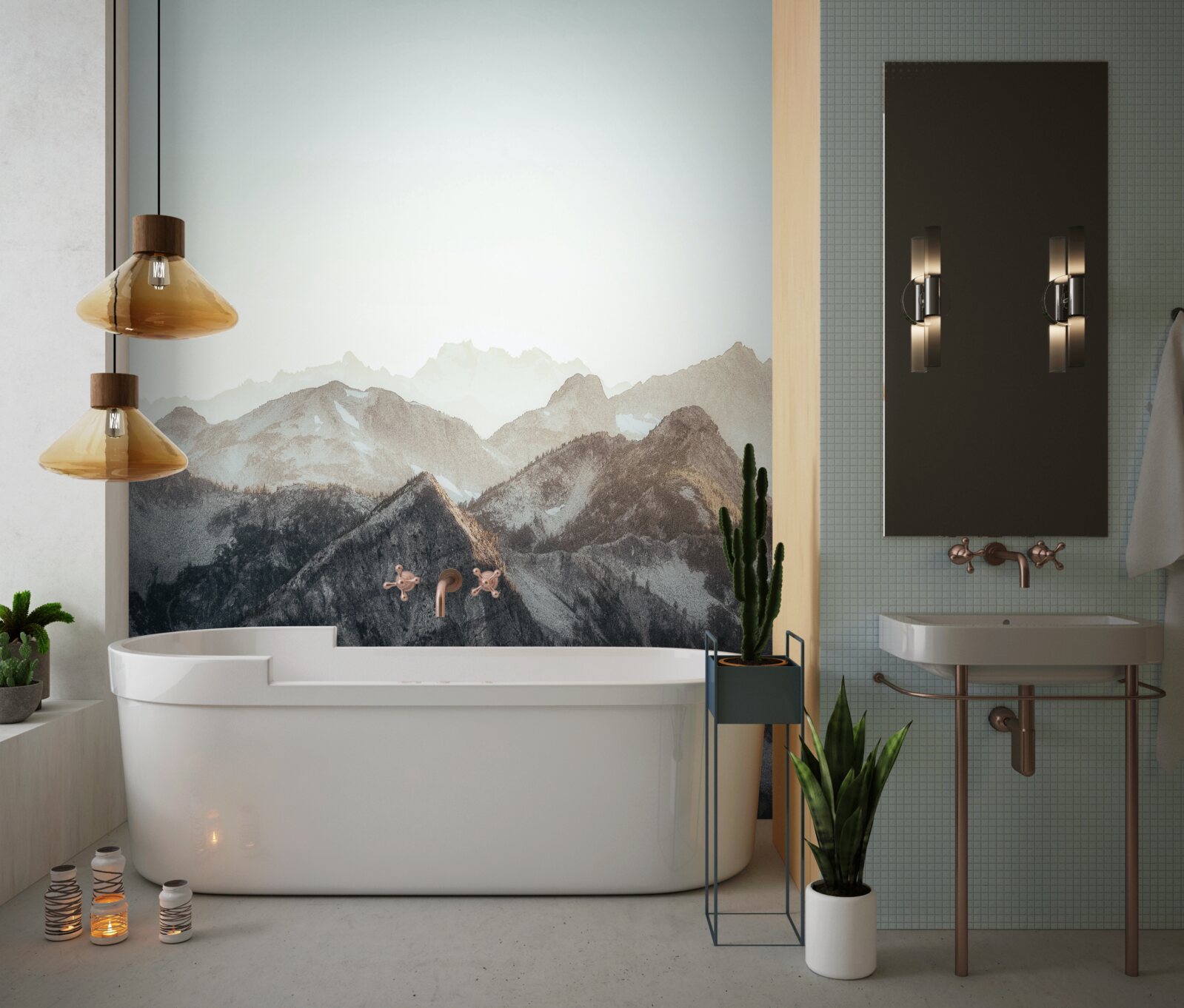 Fototapeta cez deň vyzerajú vrcholky hôr pokryté snehom vtipne