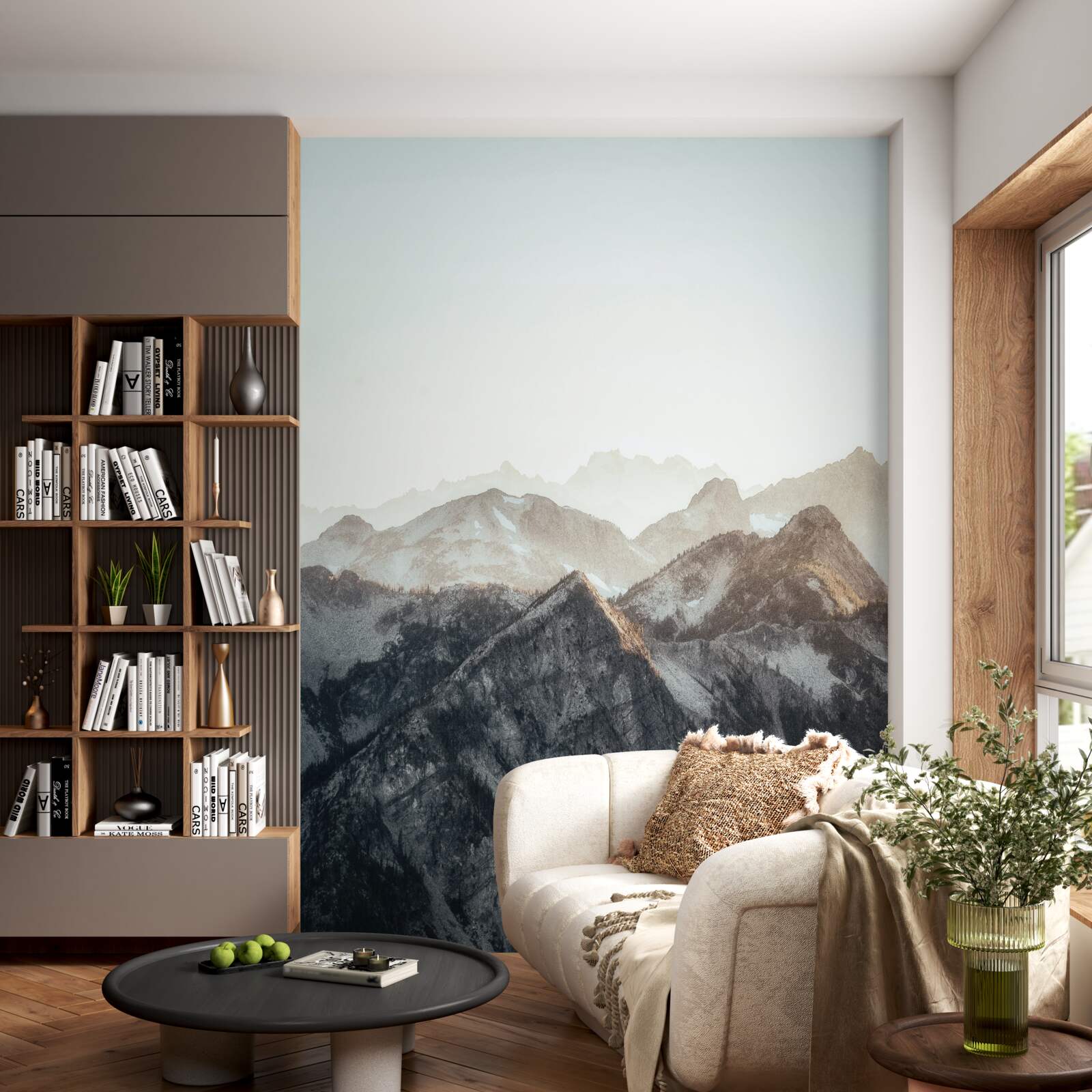 Fototapeta cez deň vyzerajú vrcholky hôr pokryté snehom vtipne