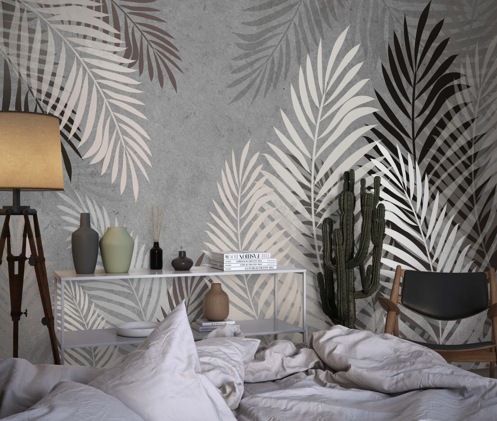 Fototapeta tropické listy sú biele a čierne