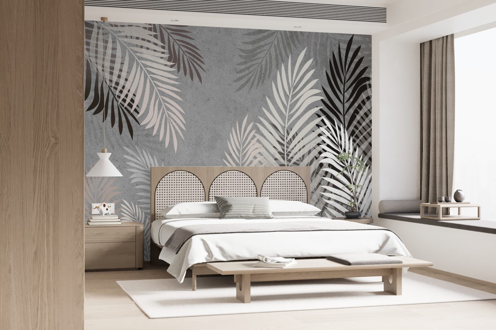 Fototapeta tropické listy sú biele a čierne