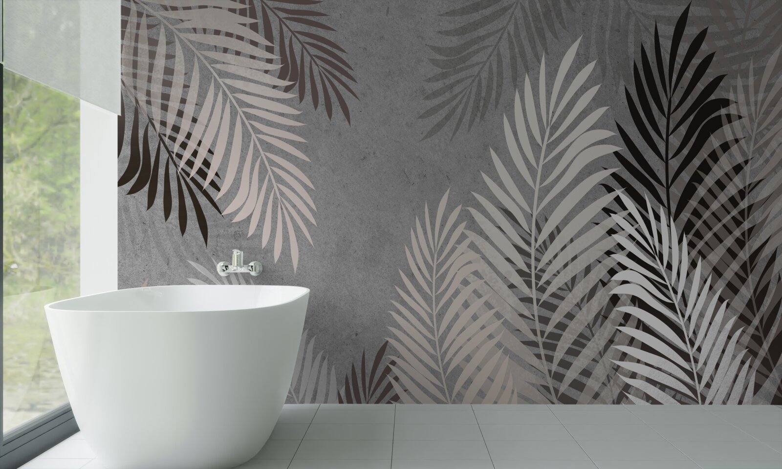 Fototapeta tropické listy sú biele a čierne