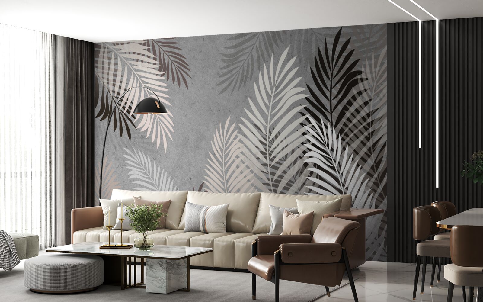 Fototapeta tropické listy sú biele a čierne