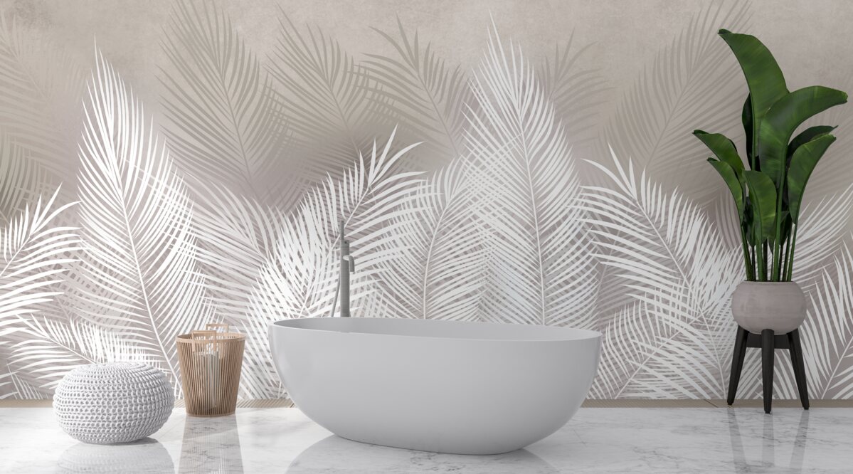 Fototapeta husté, snehovo biele, perovité listy