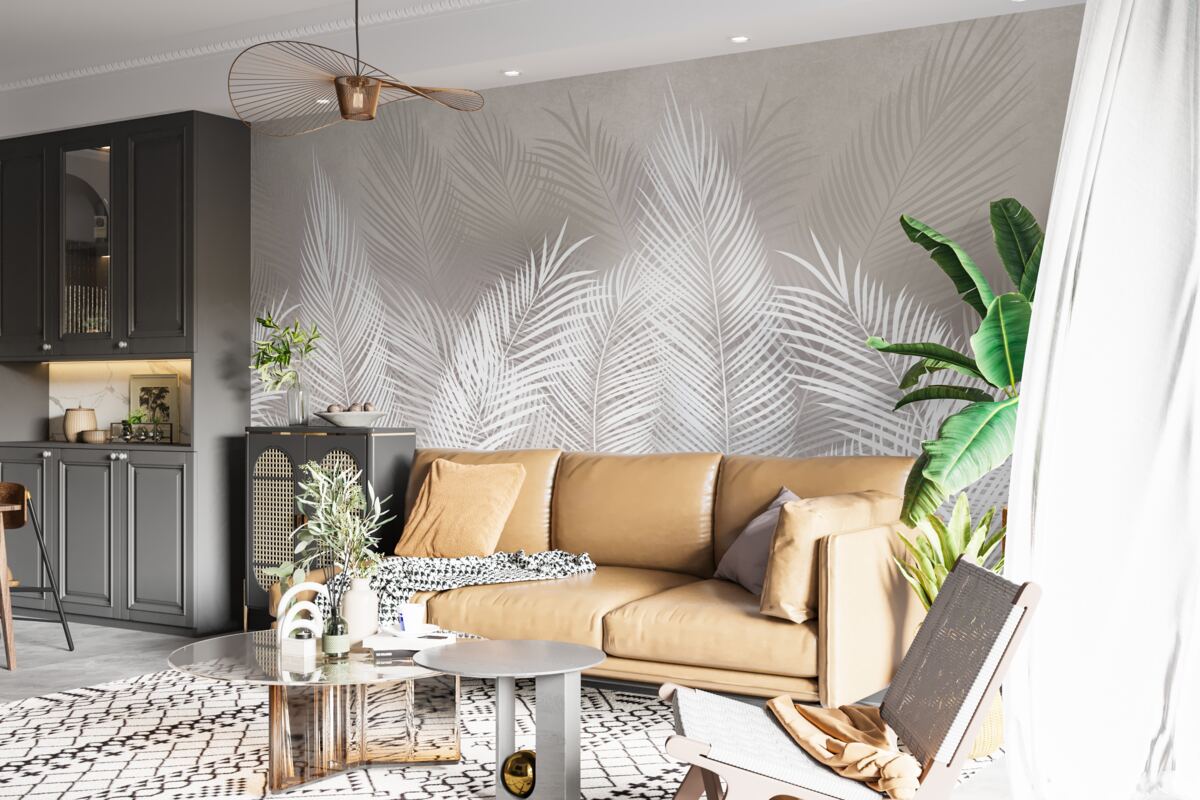 Fototapeta husté, snehovo biele, perovité listy