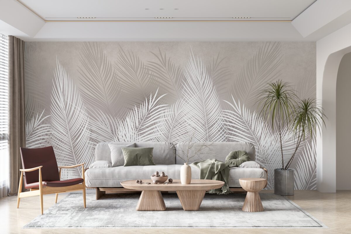 Fototapeta husté, snehovo biele, perovité listy