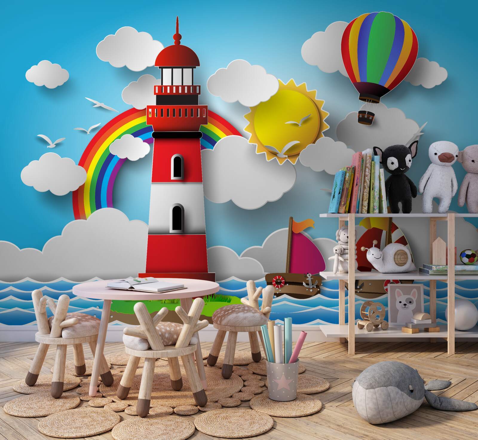 Fototapeta jasný maják osvetľuje jachty plávajúce v blízkosti