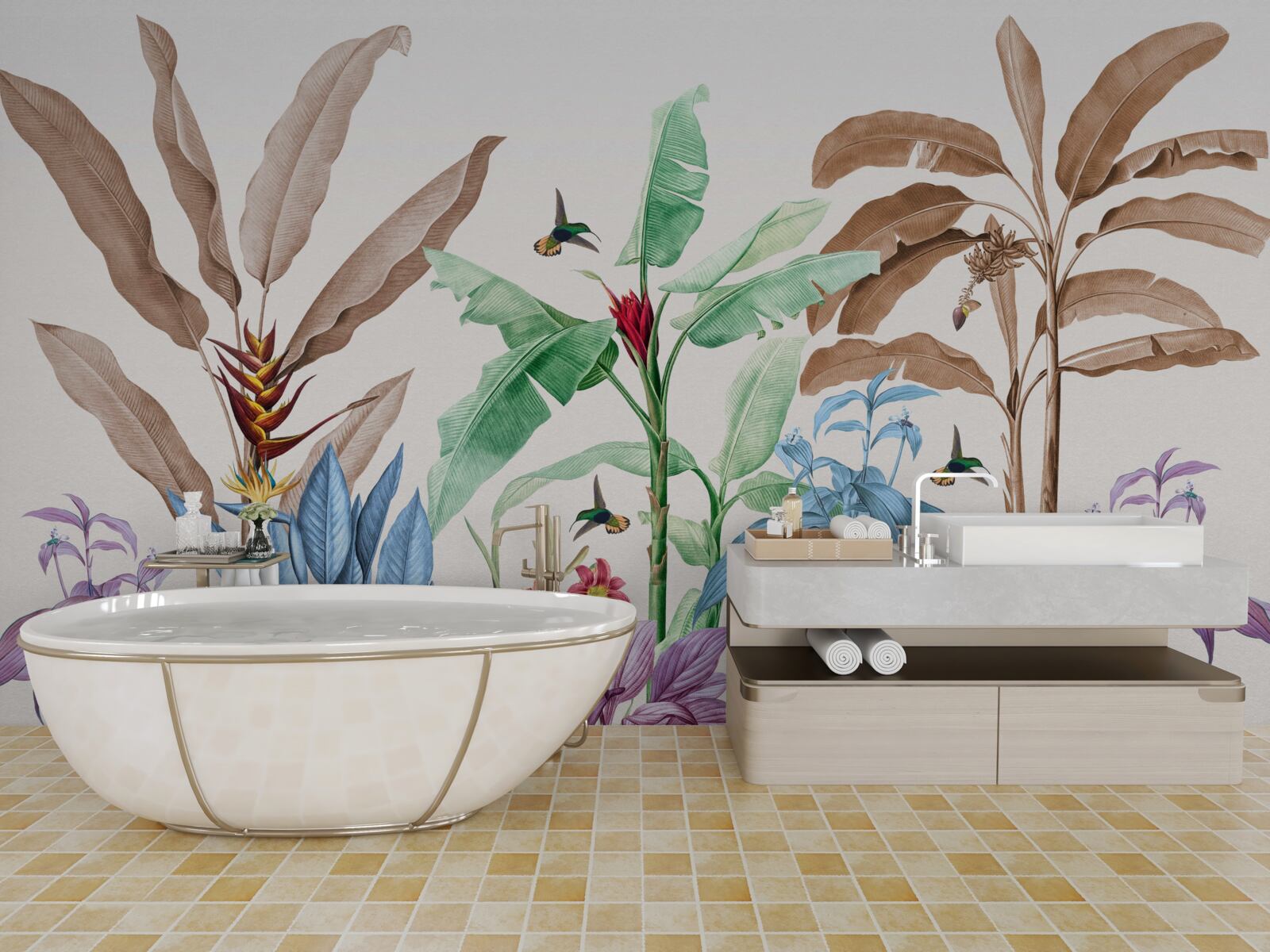 Fototapeta akvarel tropický les