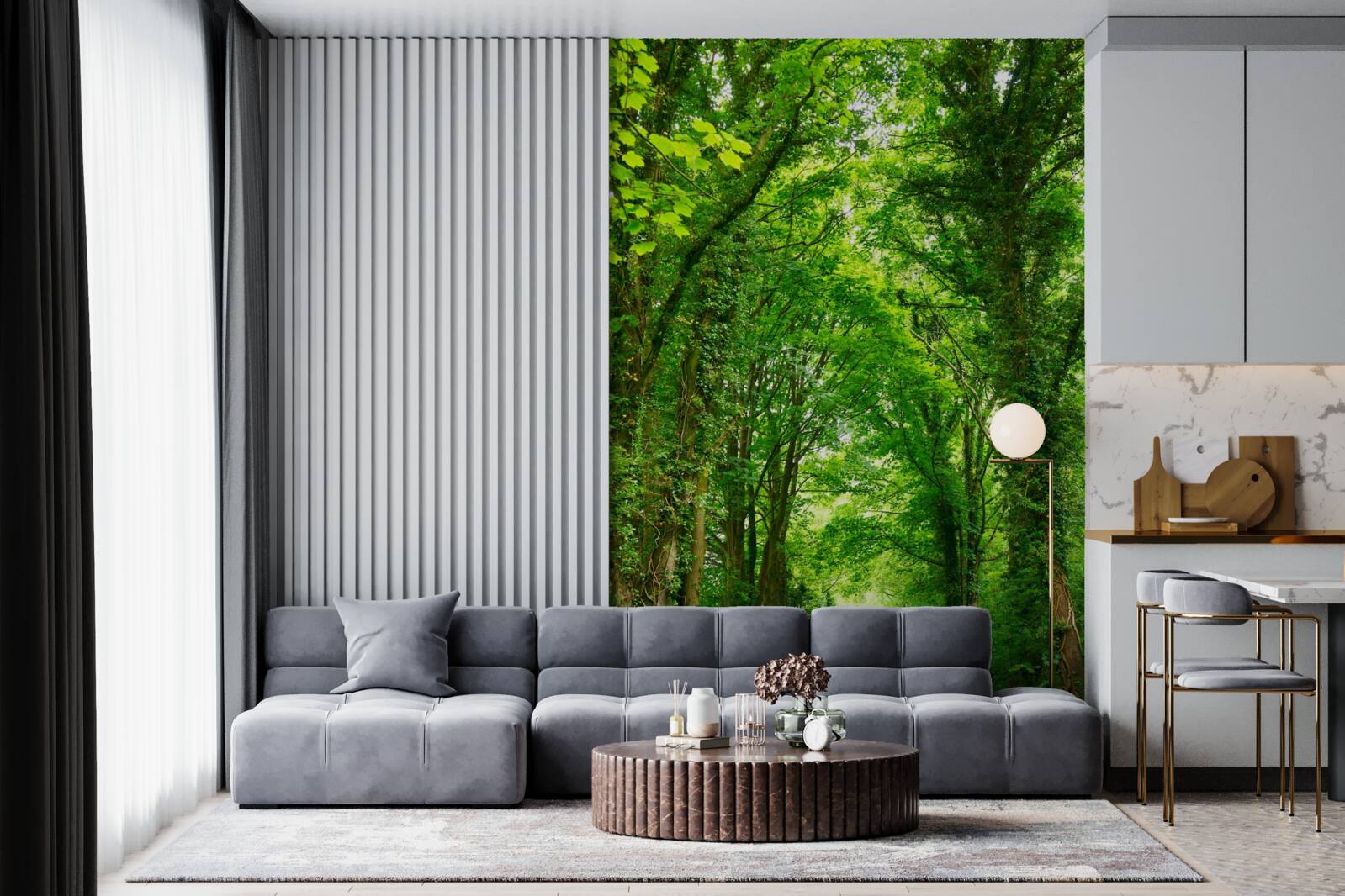 Fototapeta Nad cestou sa týčia oblúky zelených stromov