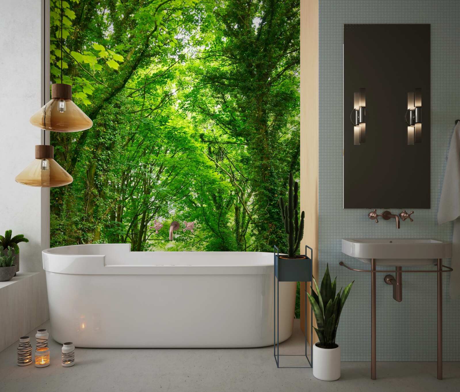 Fototapeta Nad cestou sa týčia oblúky zelených stromov