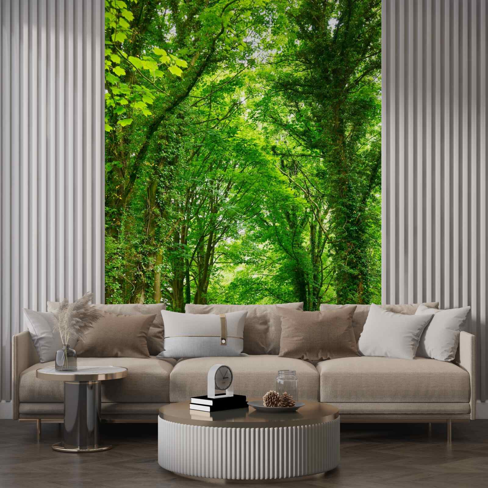 Fototapeta Nad cestou sa týčia oblúky zelených stromov