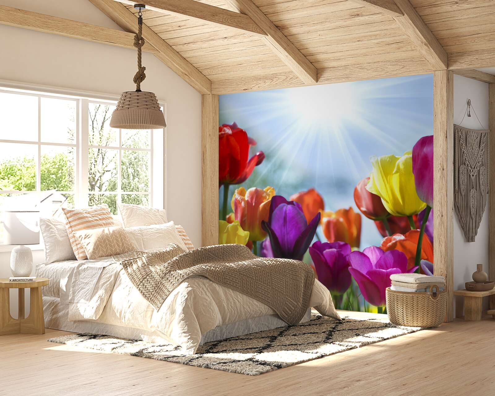 Fototapeta tulipány rôznych farieb na slnku