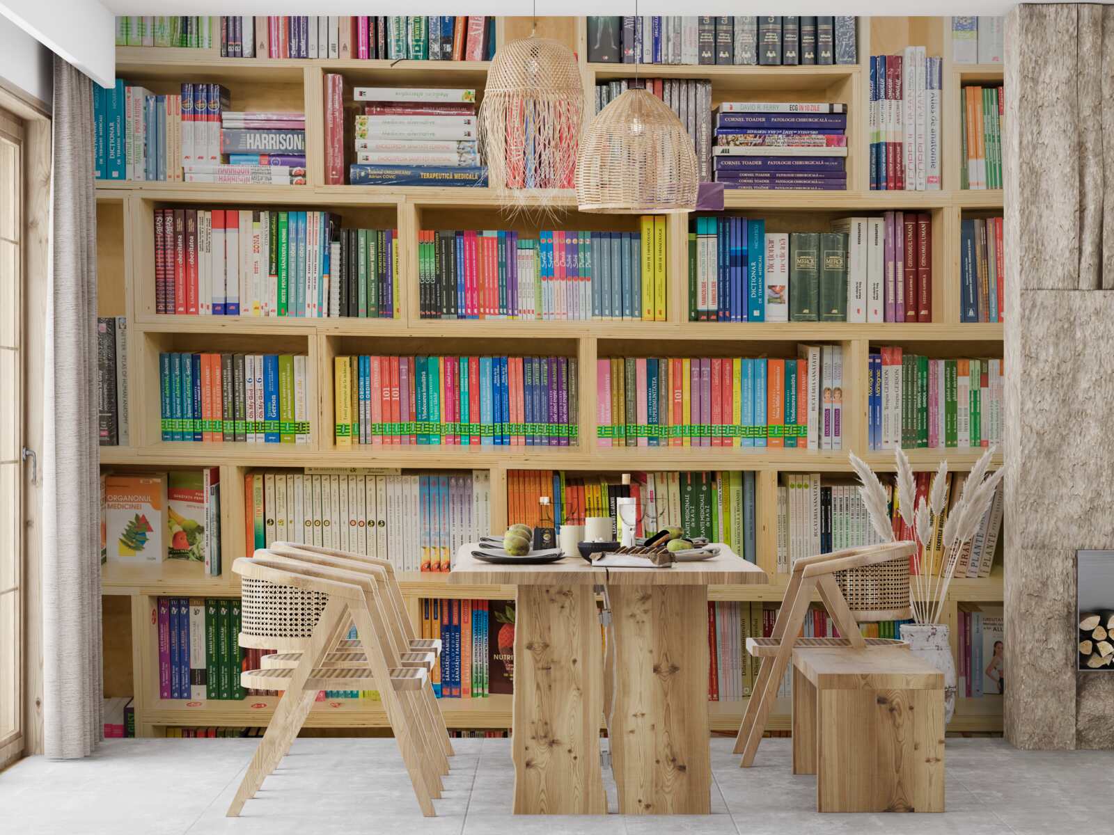 Fototapeta zväzkov v domácej knižnej zbierke