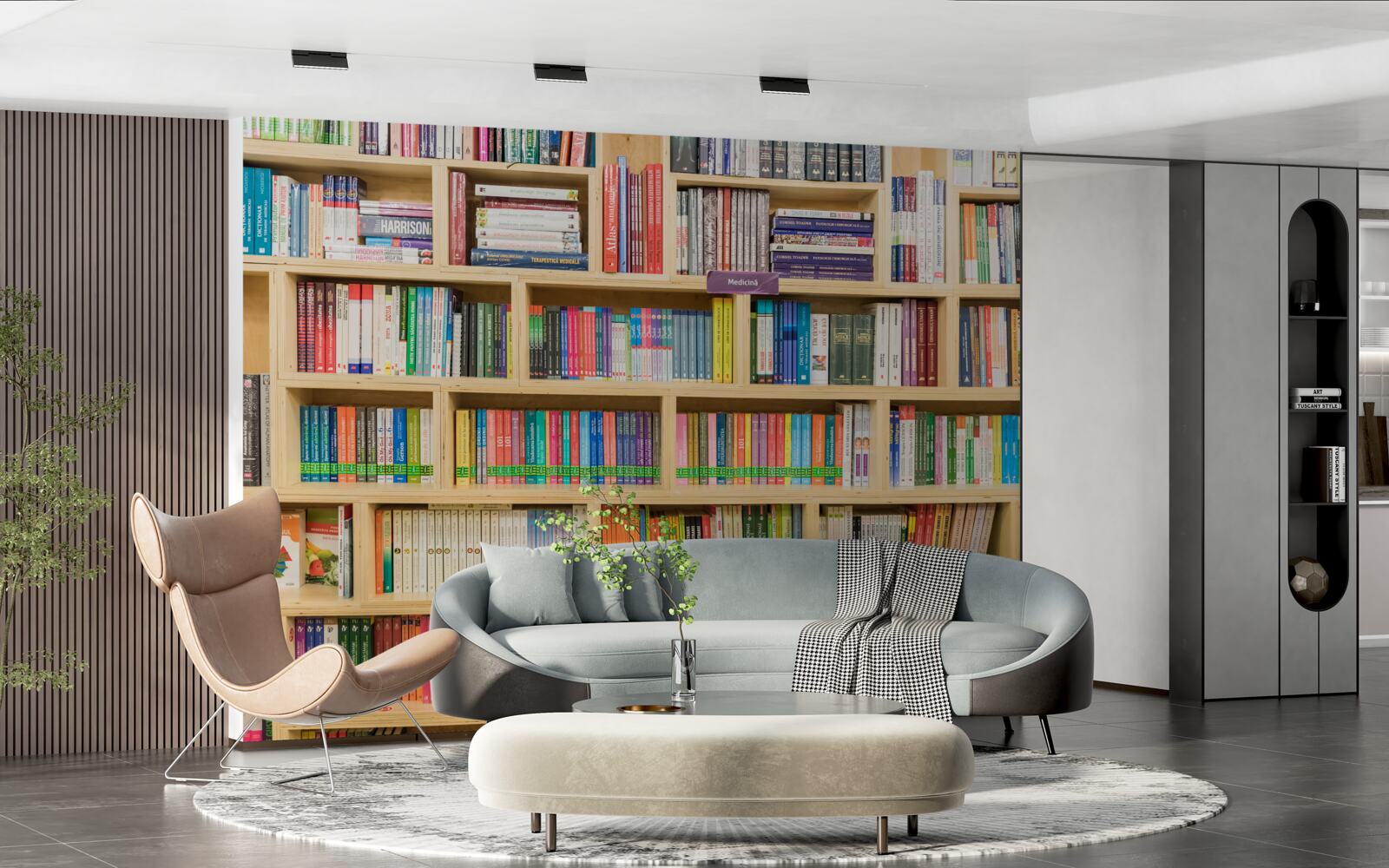 Fototapeta zväzkov v domácej knižnej zbierke