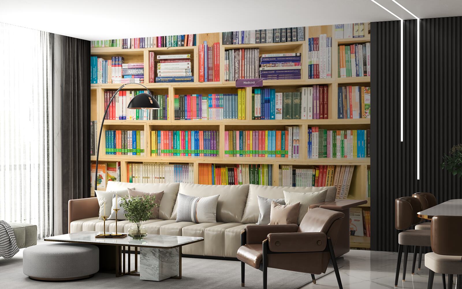 Fototapeta zväzkov v domácej knižnej zbierke