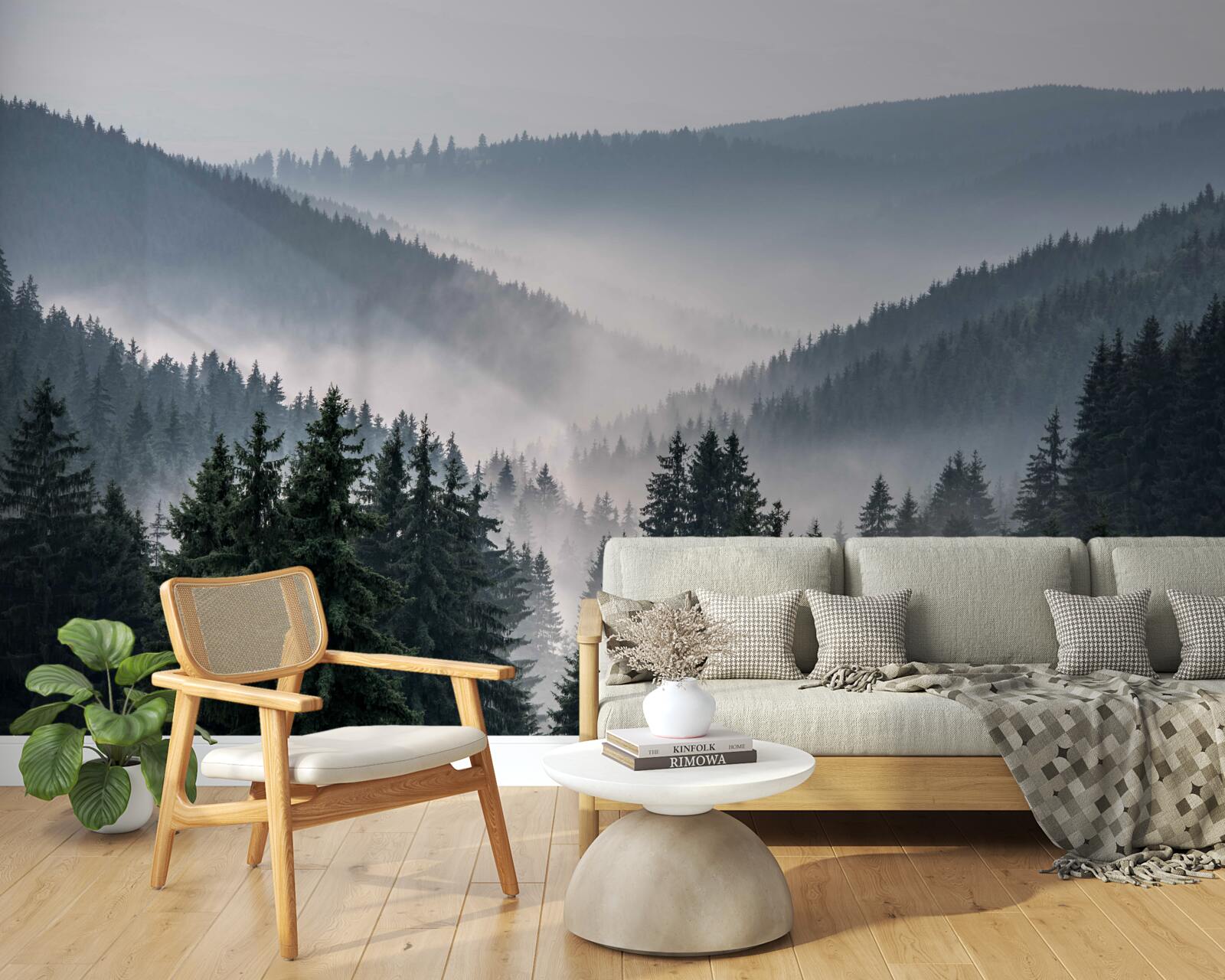 Fototapeta ihličnatý horský les sa skrýva pod rúškom hustej hmly