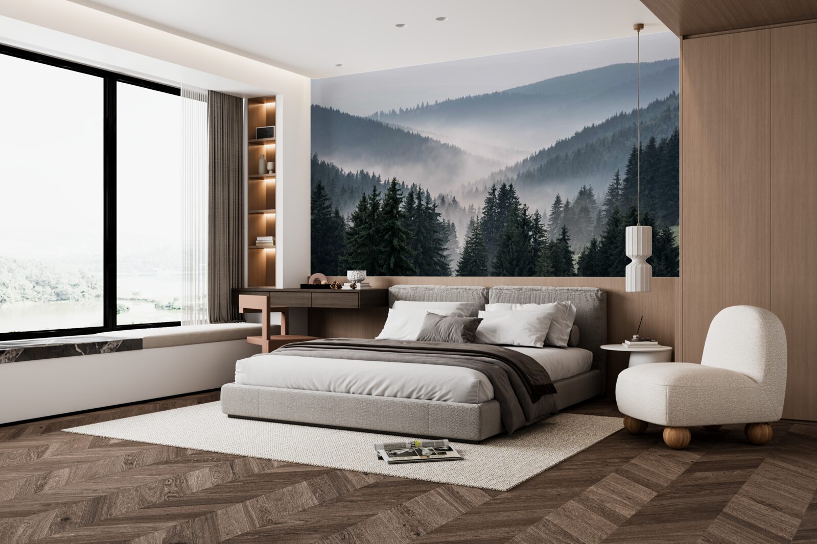 Fototapeta ihličnatý horský les sa skrýva pod rúškom hustej hmly