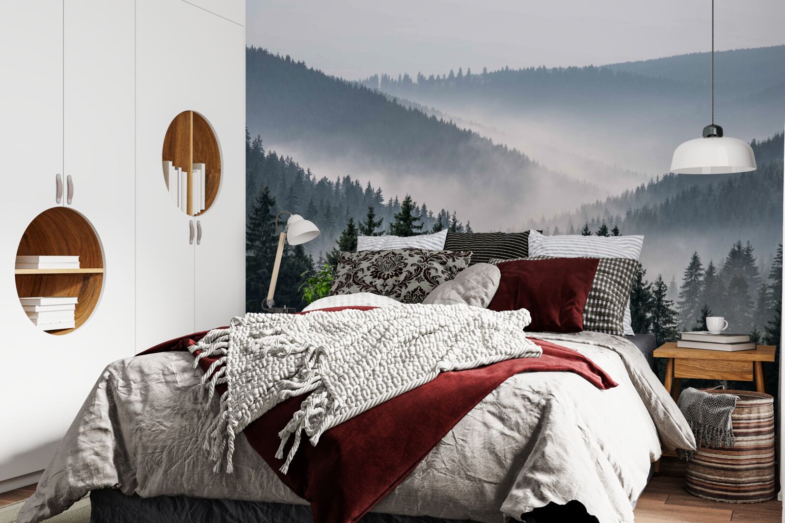 Fototapeta ihličnatý horský les sa skrýva pod rúškom hustej hmly