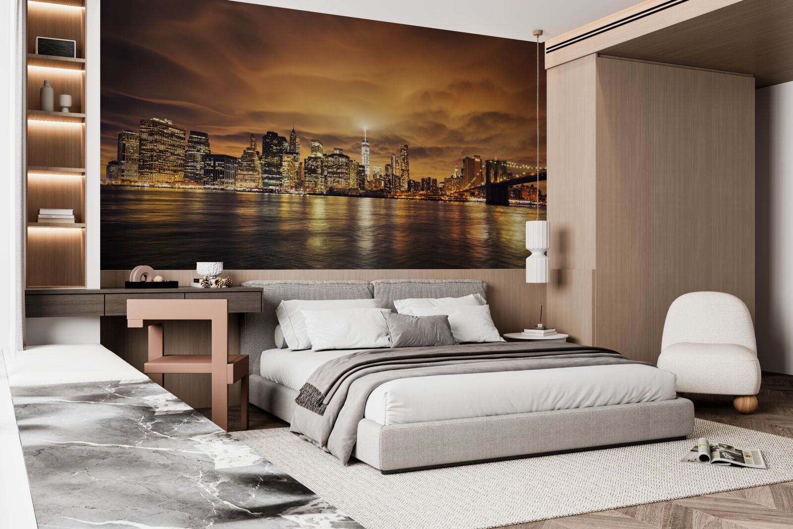 Fototapeta západ slnka je osvetlený žiarou nočných lámp