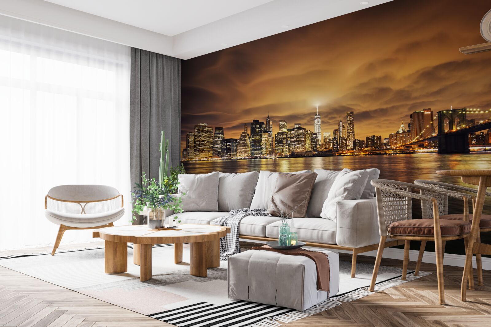 Fototapeta západ slnka je osvetlený žiarou nočných lámp