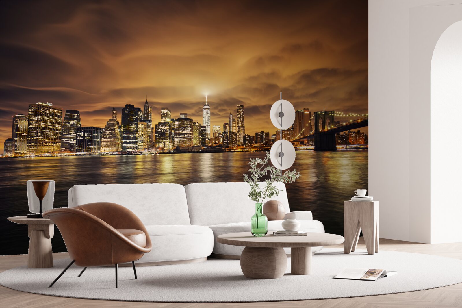 Fototapeta západ slnka je osvetlený žiarou nočných lámp