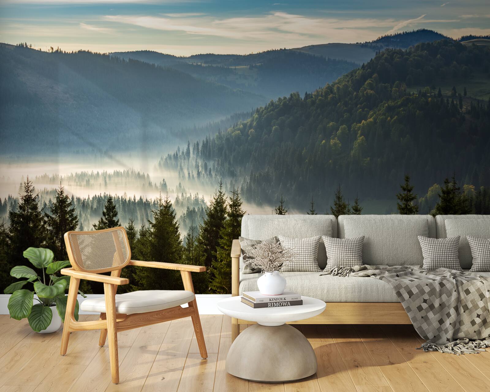 Fototapeta hustý jesenný les je zahalený do hustejšej hmly