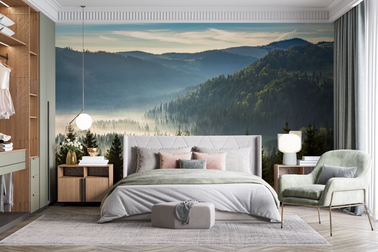 Fototapeta hustý jesenný les je zahalený do hustejšej hmly