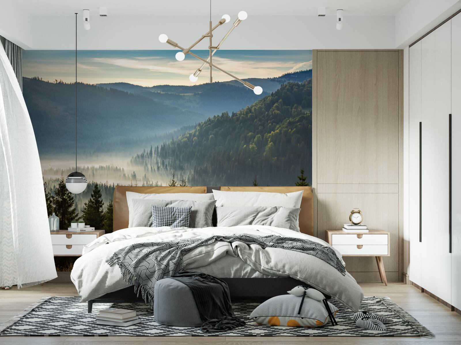 Fototapeta hustý jesenný les je zahalený do hustejšej hmly